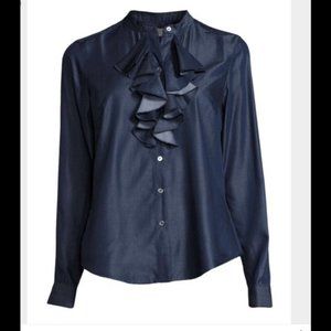 Nanette Lepore ruffle denim shirt